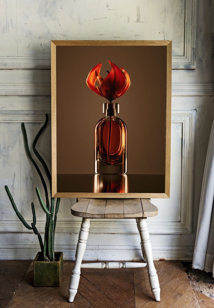 Amber Perfume Bottle — Photography Print. — room view 1