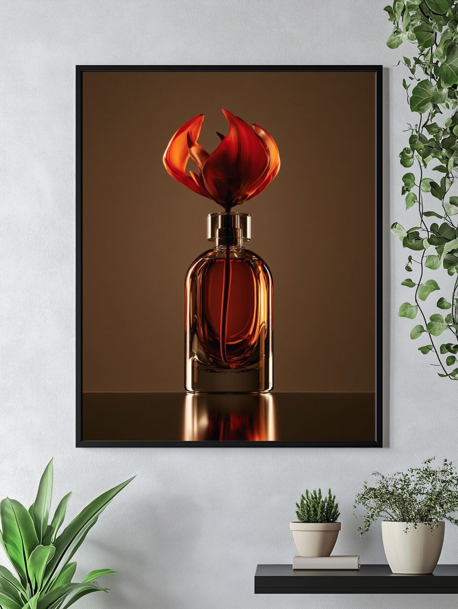 Amber Perfume Bottle — Photography Print. — room view 4
