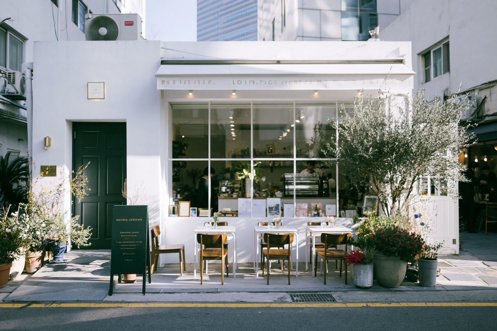 Minimalist Cafe Exterior Photography Poster. poster — photography art