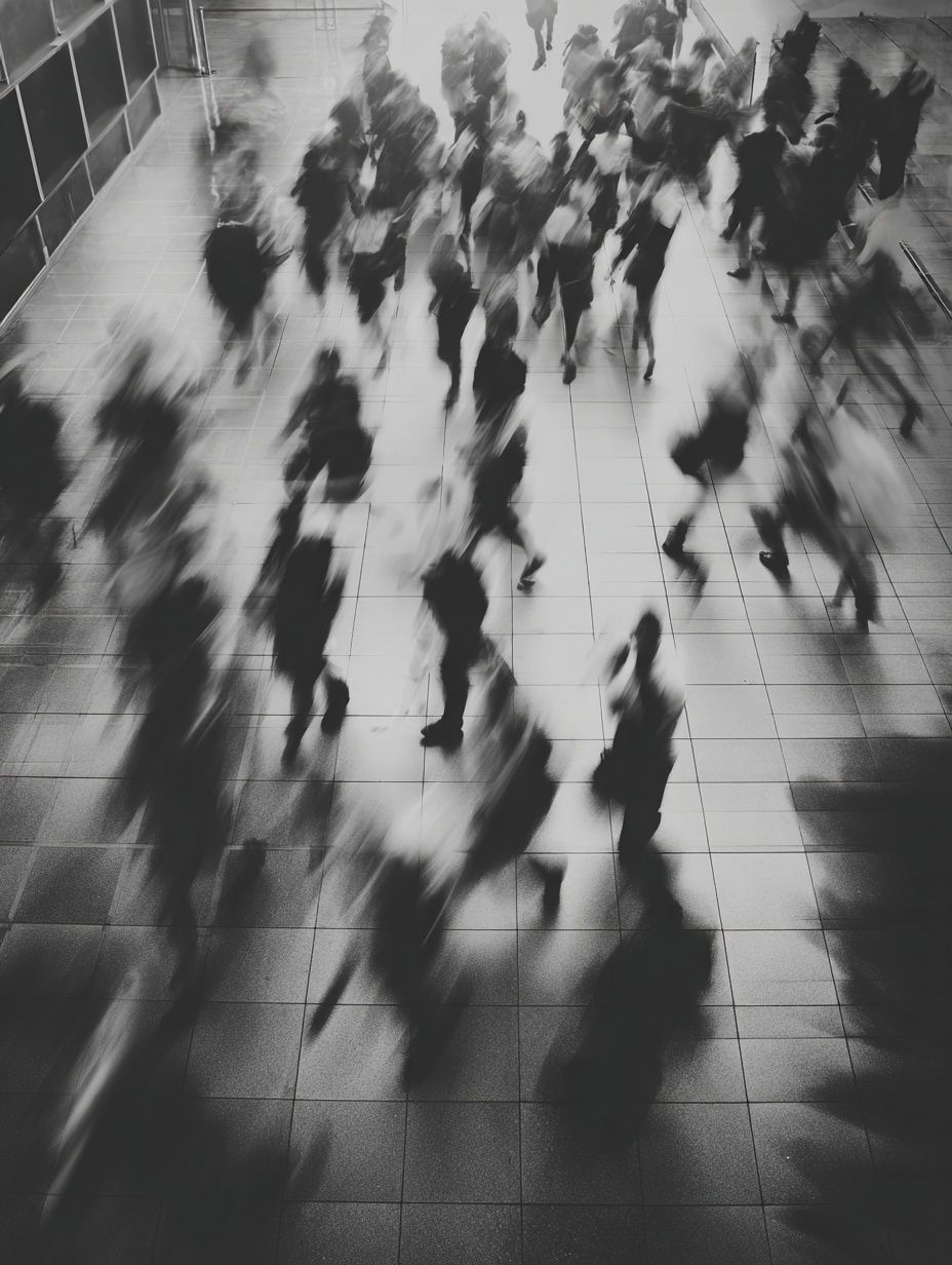 Blurred Crowd Street Photography Poster. poster detail