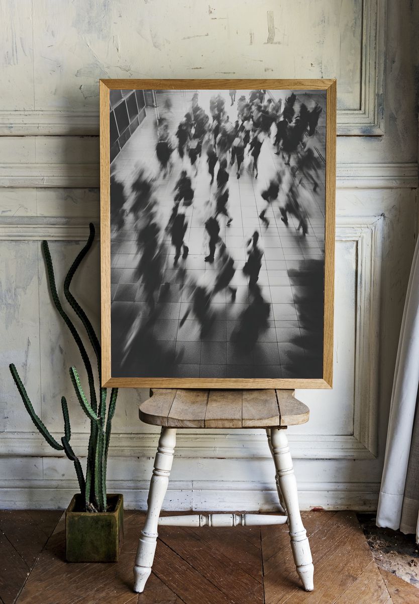 Blurred Crowd Street Photography Poster. — room view 1
