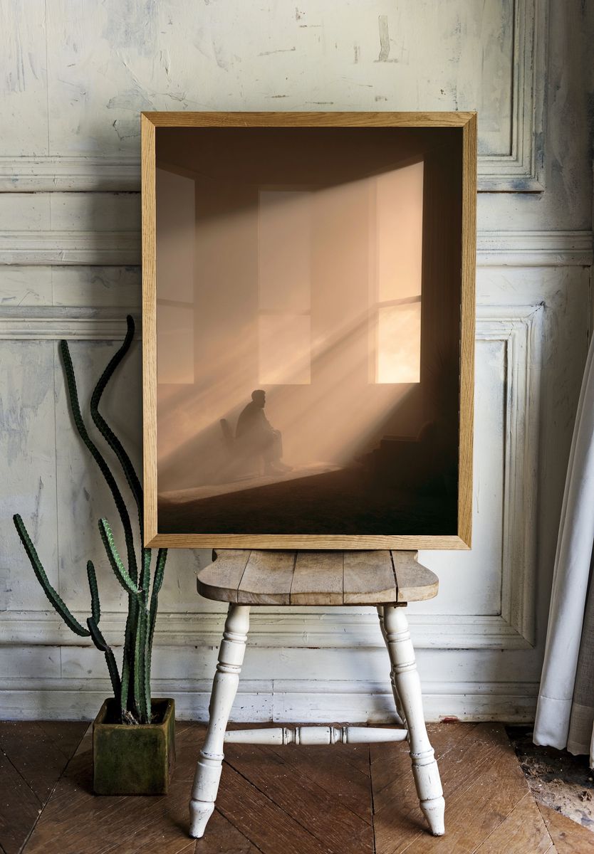 Solitary Light Beam Photography Poster. room preview