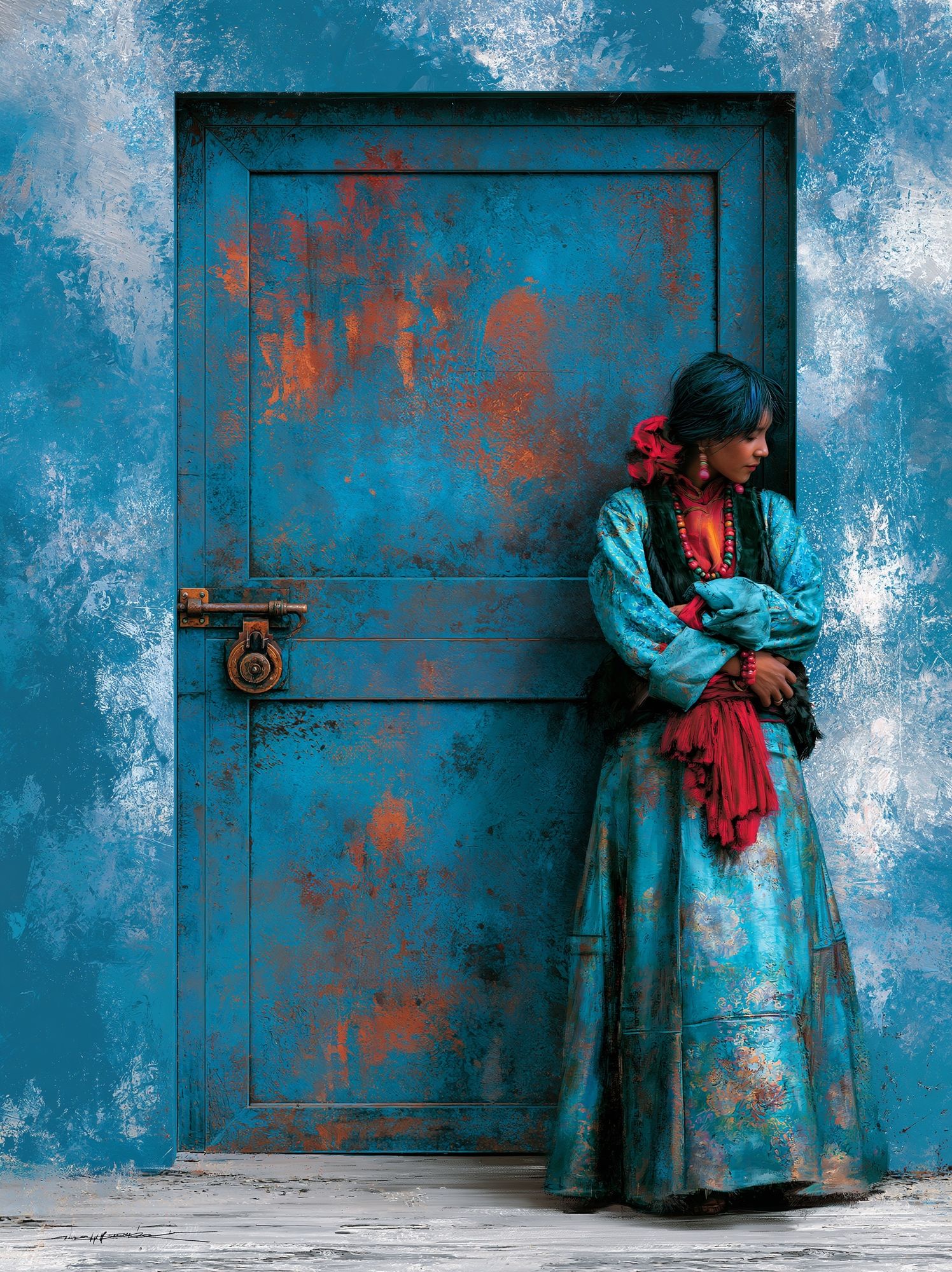 Turquoise Door Portrait Print. poster — photography art