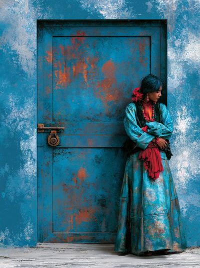 Turquoise Door Portrait Print.