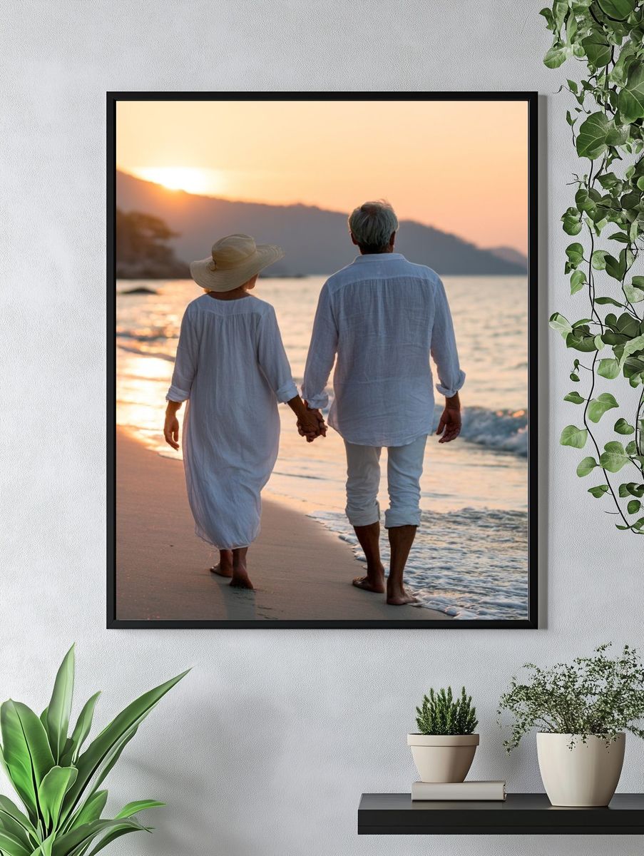 Sunset Beach Couple Photography Poster. — room view 4