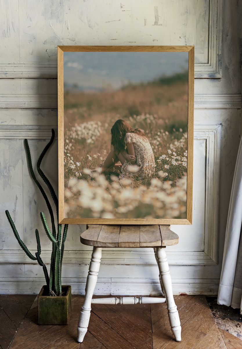 Girl in Wildflower Meadow Photography Poster. room preview