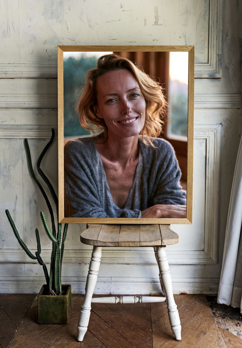 Smiling Woman Portrait Poster. — room view 1