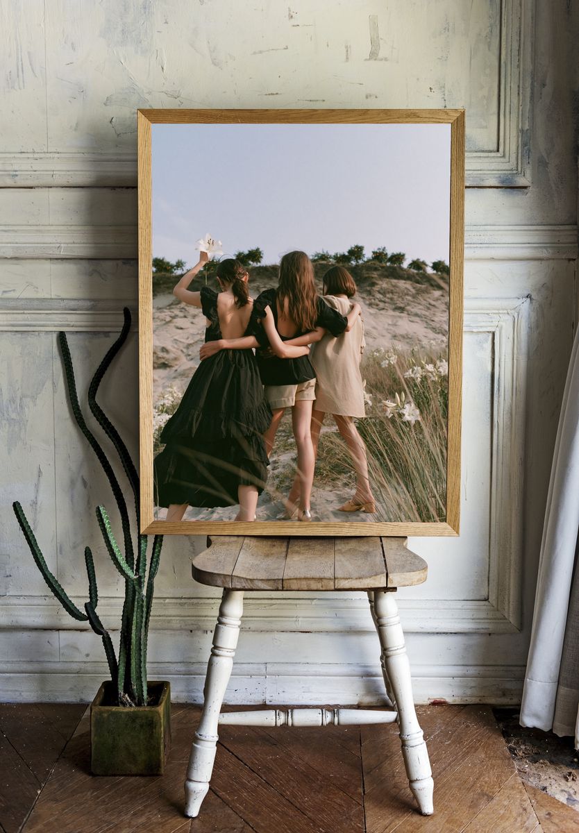 Three Women on Dunes Photography Poster. — room view 1
