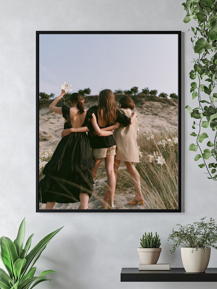 Three Women on Dunes Photography Poster. — room view 4