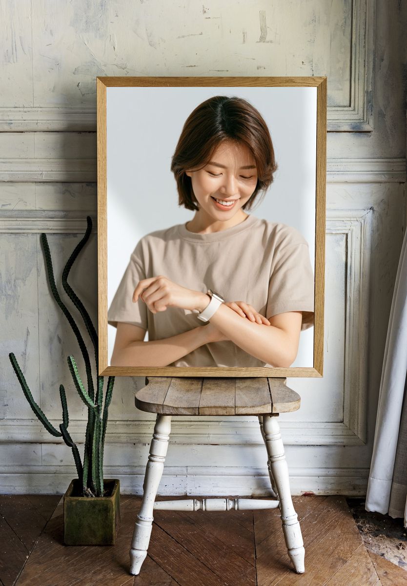 Smiling Woman Portrait Photography Poster. — room view 1