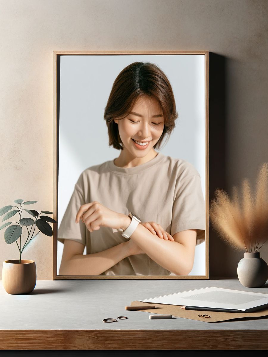 Smiling Woman Portrait Photography Poster. — room view 2