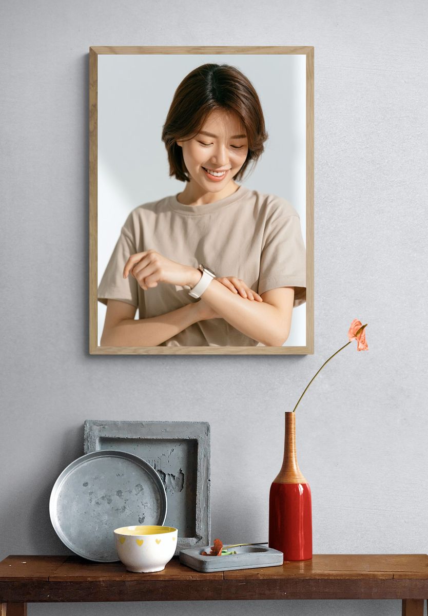 Smiling Woman Portrait Photography Poster. — room view 3