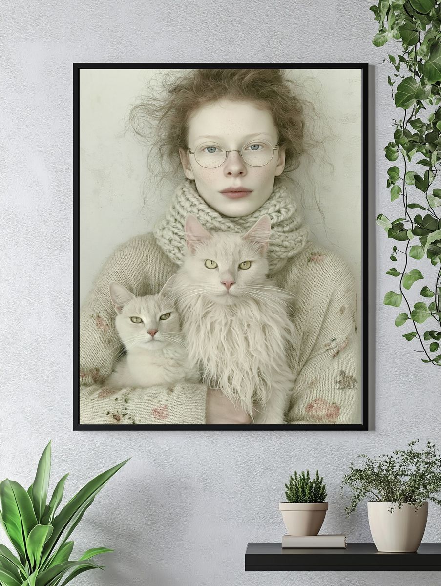 Girl with Cats Photography Poster. — room view 4