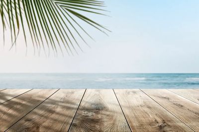 Beach product backdrop wooden counter. poster print