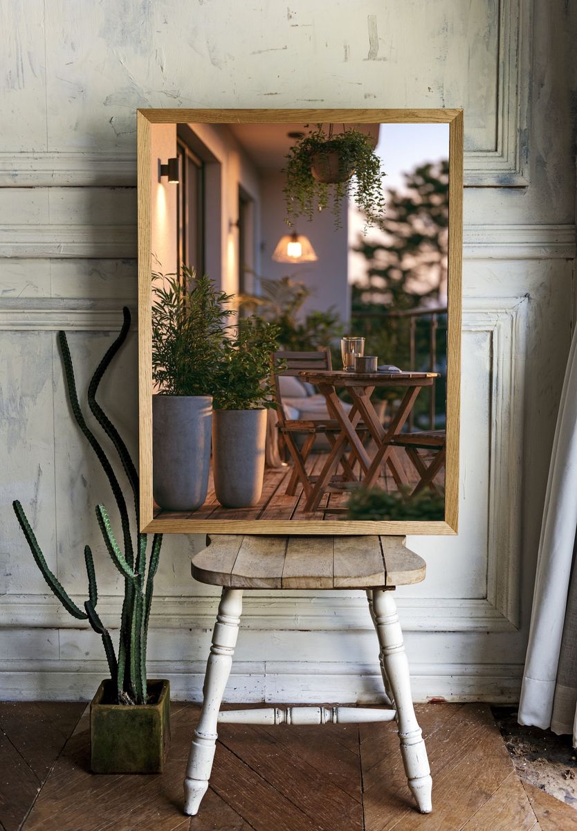 Sunlit Balcony Terrace Photography Poster. — room view 1