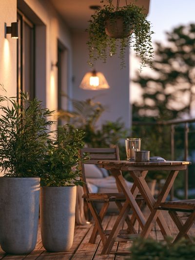 Sunlit Balcony Terrace Photography Poster.