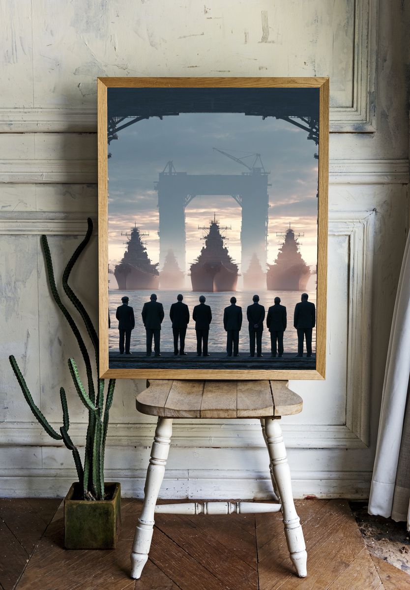 Warships at Dawn Photography Poster. room preview