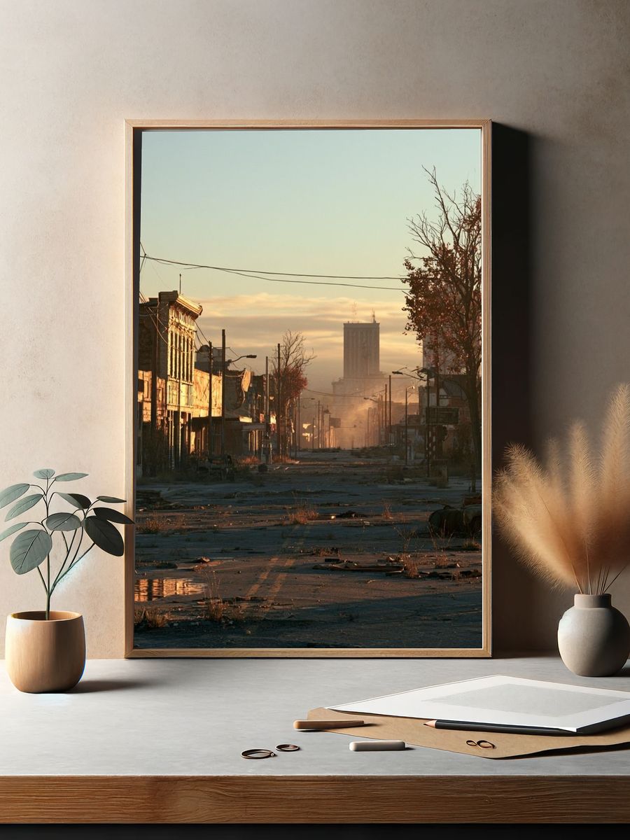 Abandoned City Street Photography Poster. — room view 2