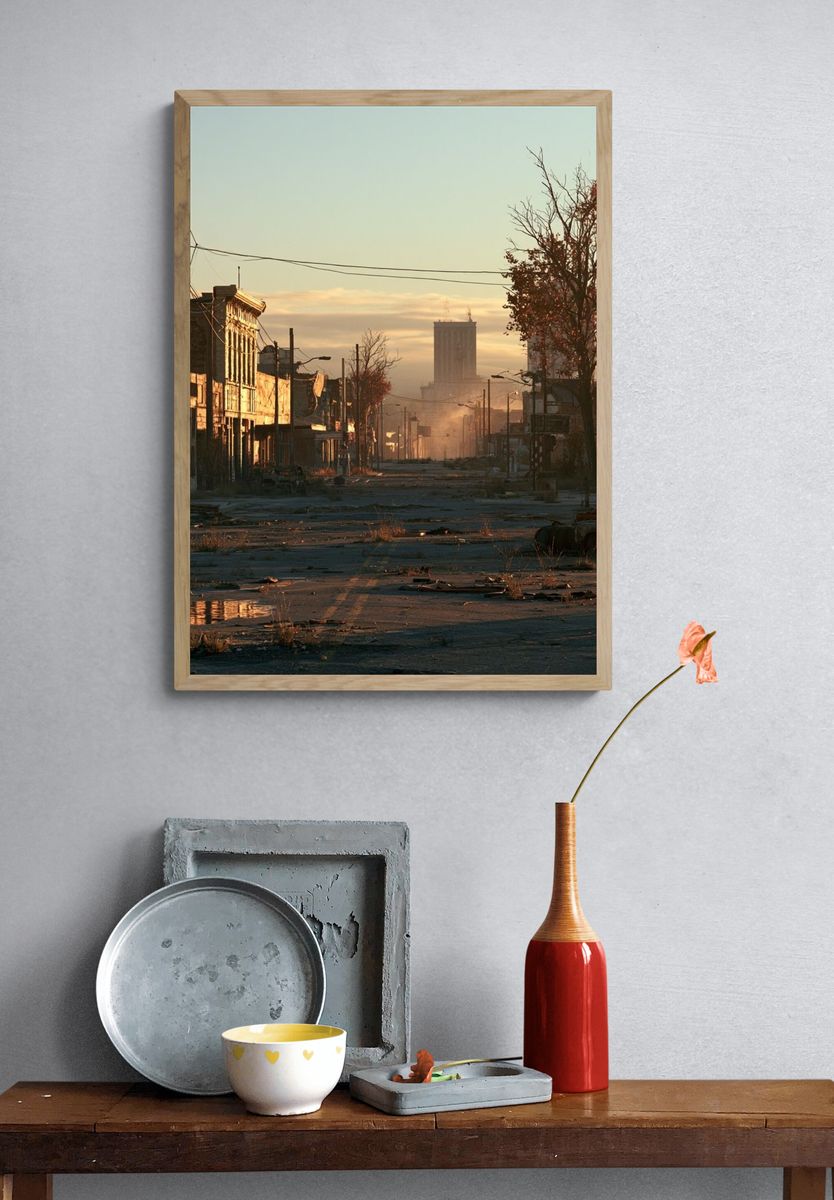 Abandoned City Street Photography Poster. — room view 3