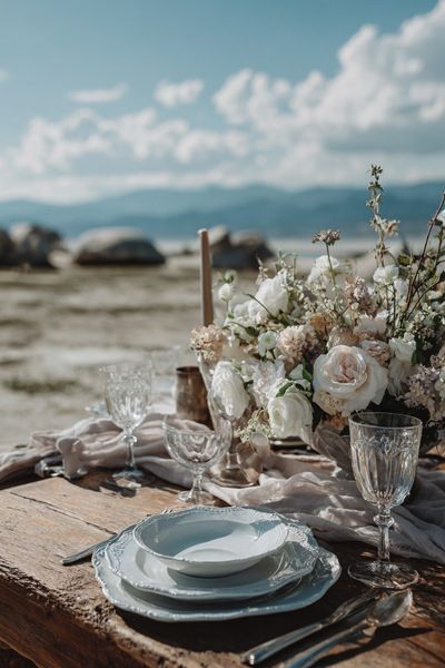 Coastal Table Setting Photography Poster. poster print