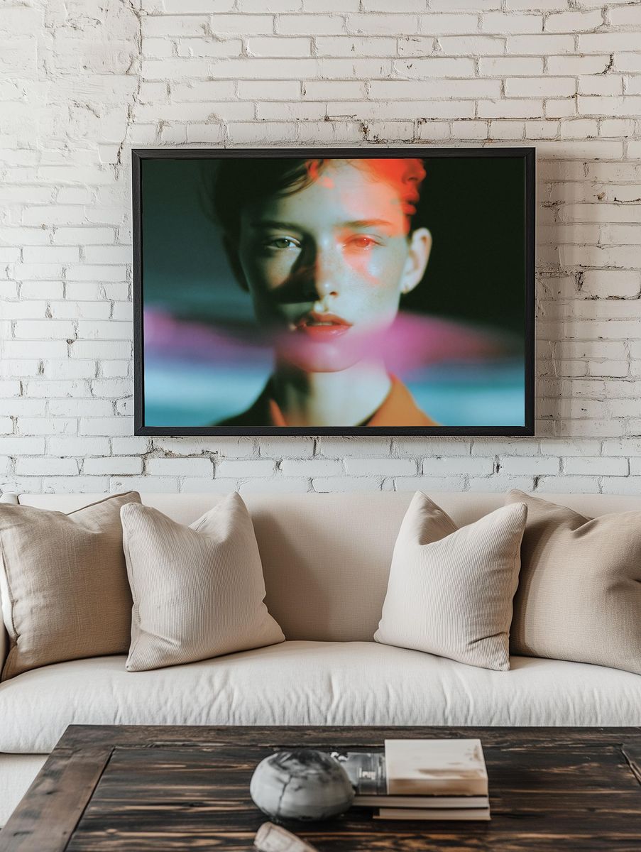 Dreamy Neon Portrait Poster. room preview