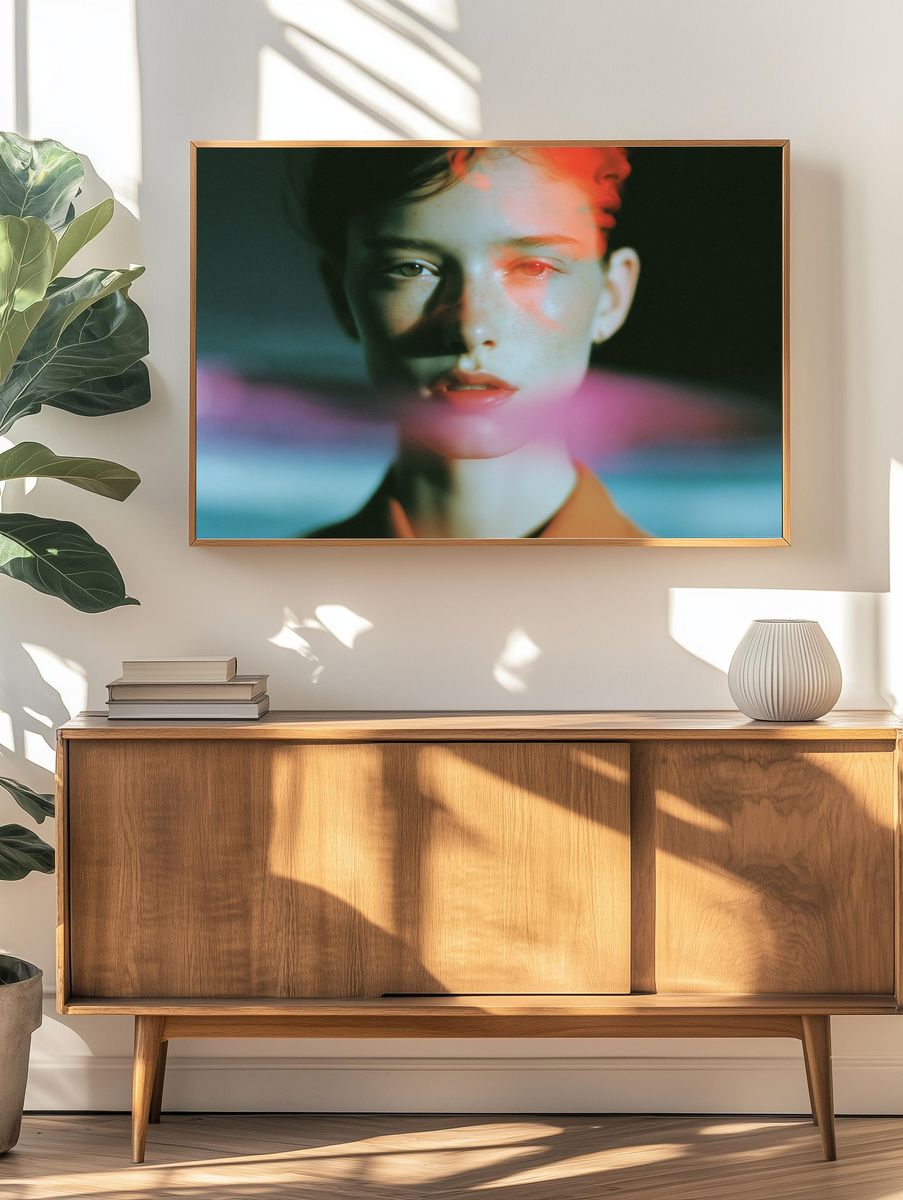 Dreamy Neon Portrait Poster. — room view 3