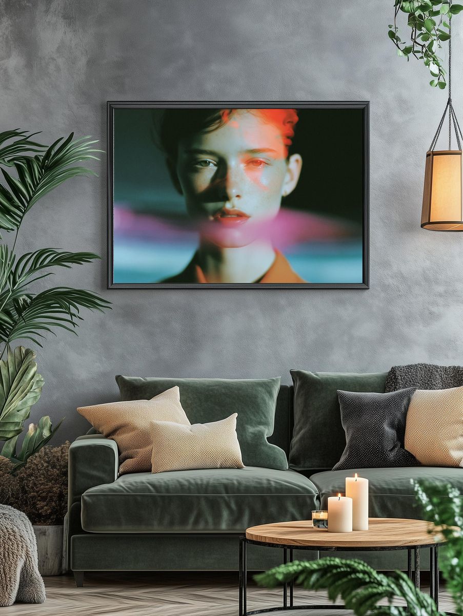 Dreamy Neon Portrait Poster. — room view 4