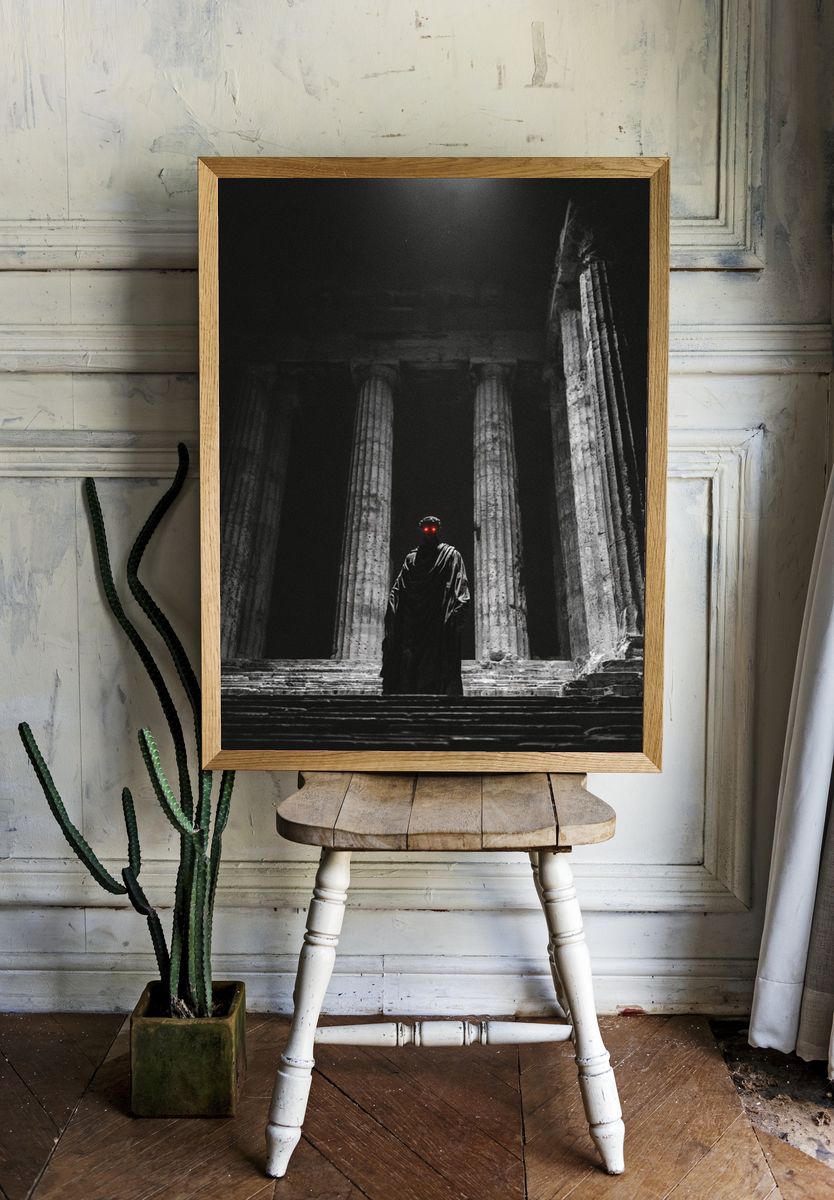 Dark Temple Figure Photography Poster. — room view 1