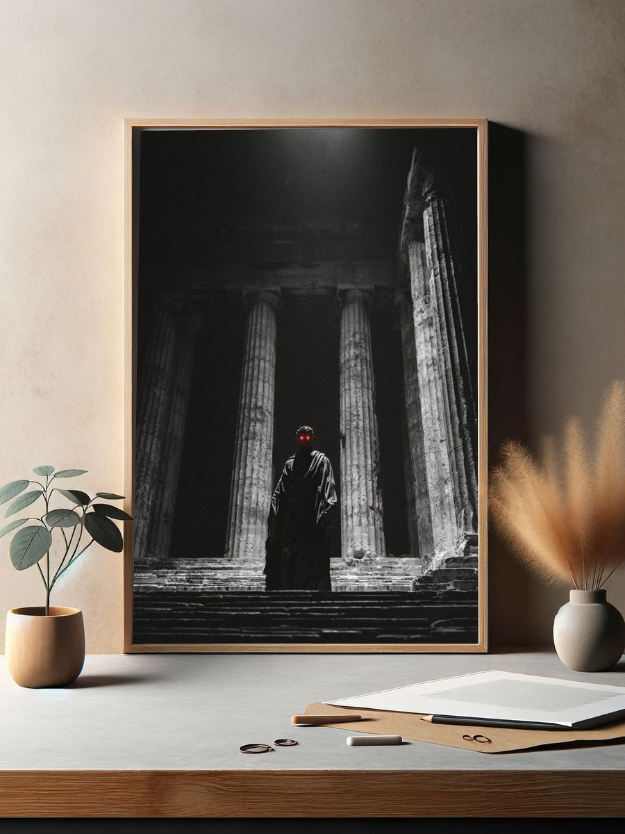 Dark Temple Figure Photography Poster. — room view 2