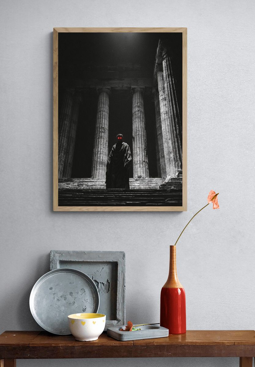 Dark Temple Figure Photography Poster. — room view 3