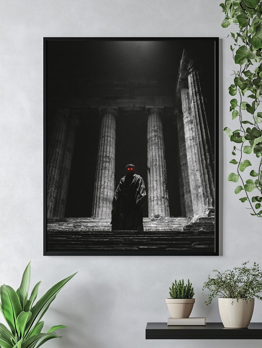 Dark Temple Figure Photography Poster. — room view 4