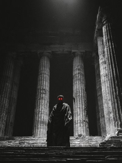 Dark Temple Figure Photography Poster. poster