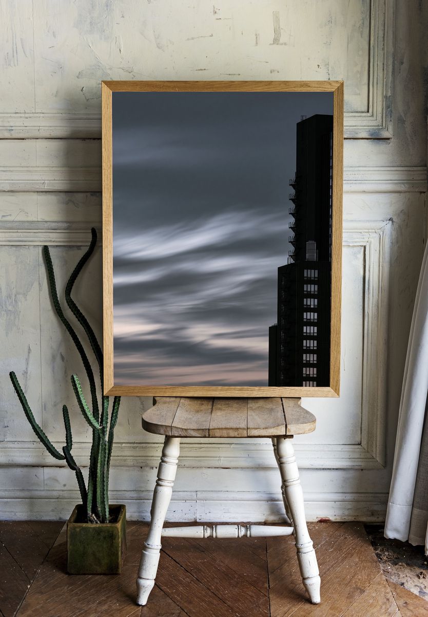 Moody City Tower Photography Poster. — room view 1