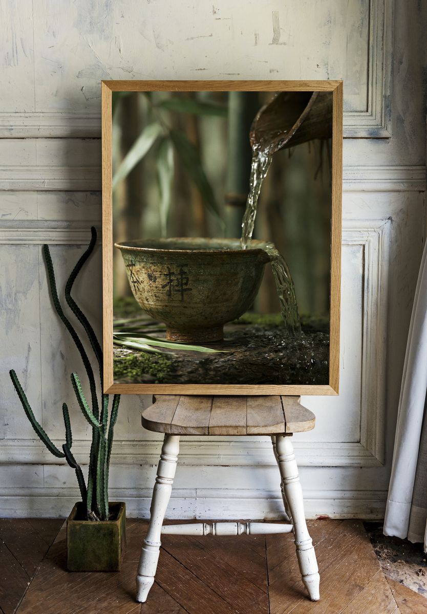 Zen Water Bowl Photography Poster. room preview