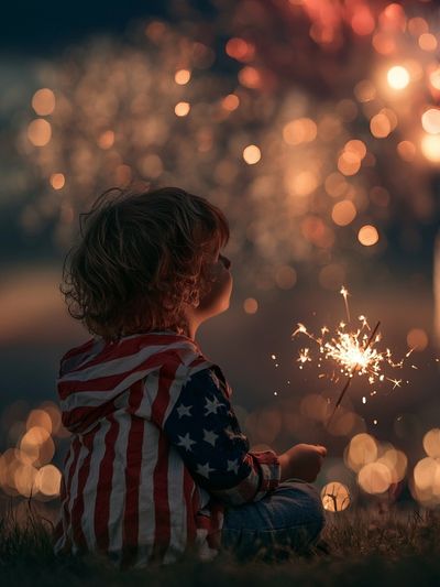 Child with Sparkler Photography Poster. poster