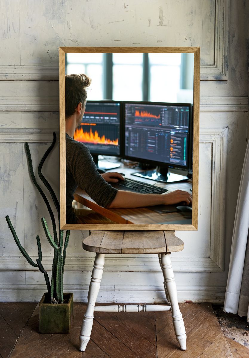Data Analyst Workspace Photography Poster. room preview