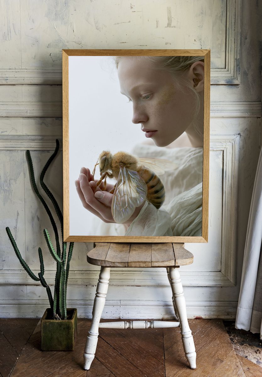 Dreamy Bee Portrait Photography Poster. — room view 1