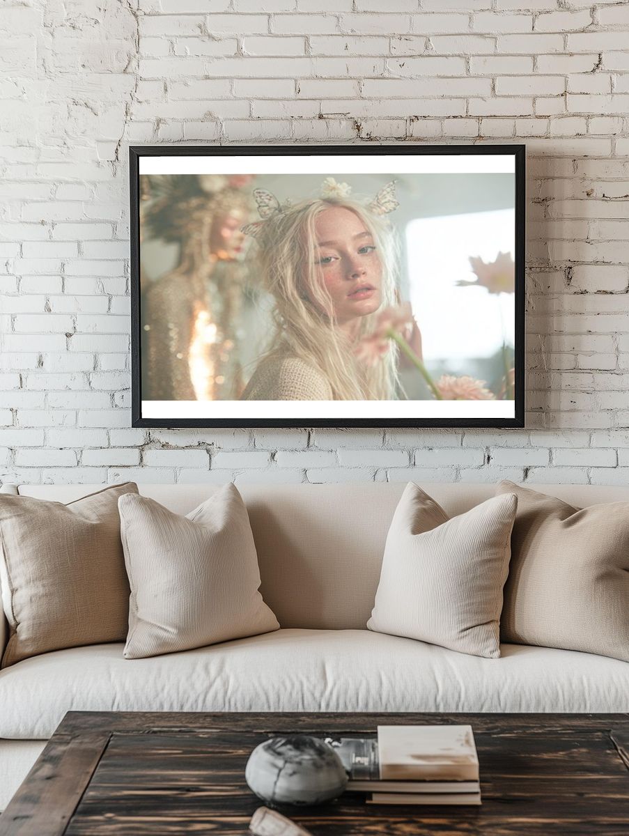 Dreamy Floral Portrait Print. room preview