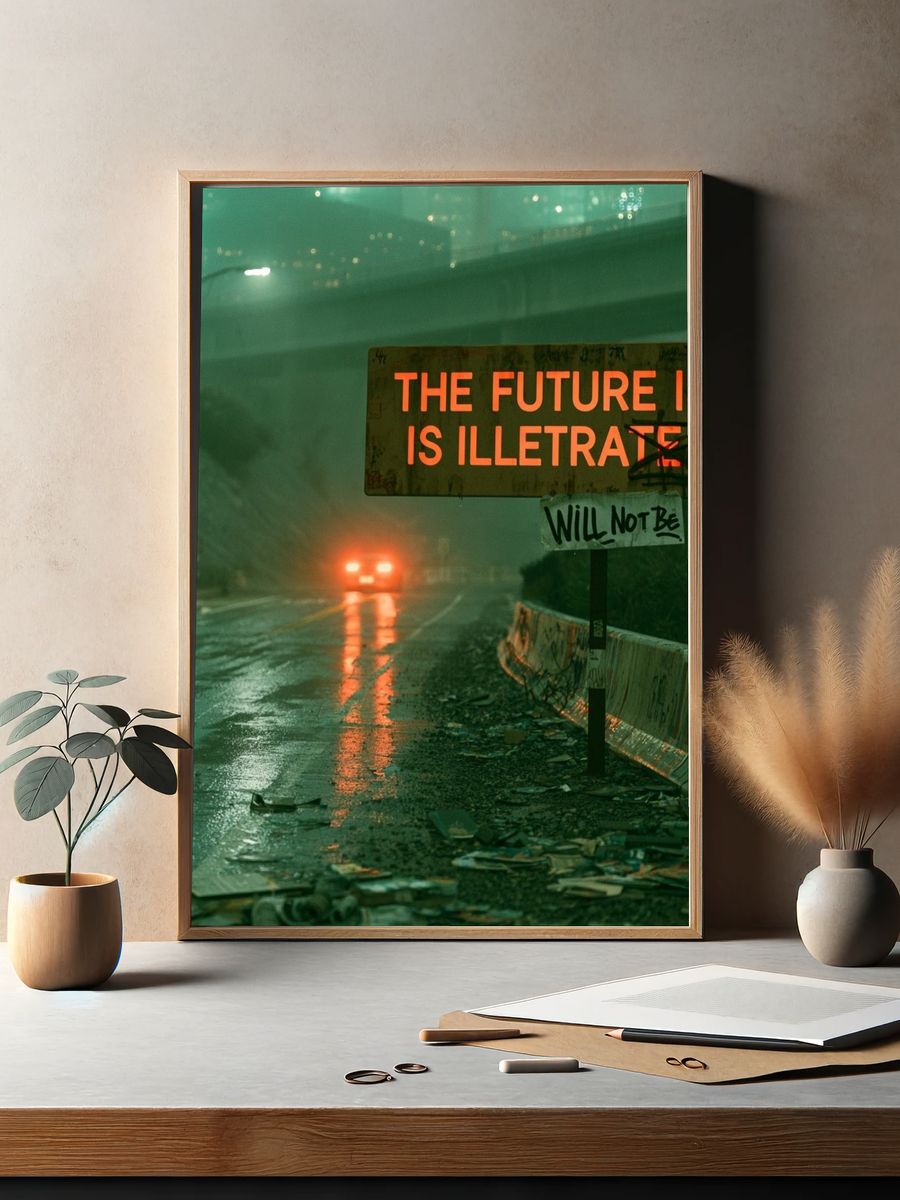 The Future Is Illiterate Street Art Print. — room view 2