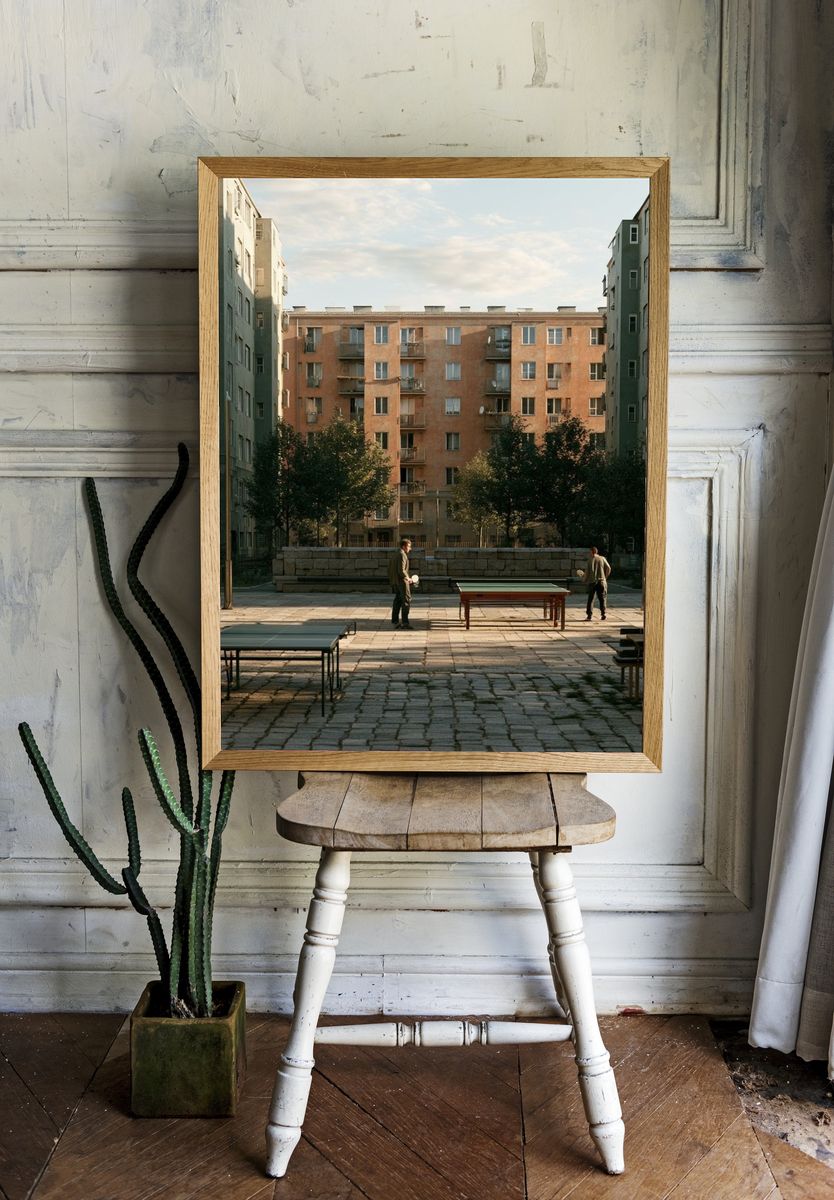 Urban Courtyard Table Tennis Poster. — room view 1