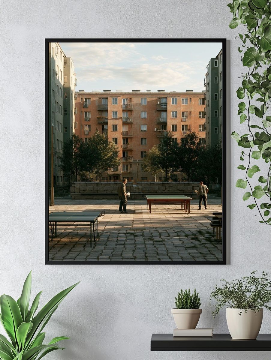 Urban Courtyard Table Tennis Poster. — room view 4