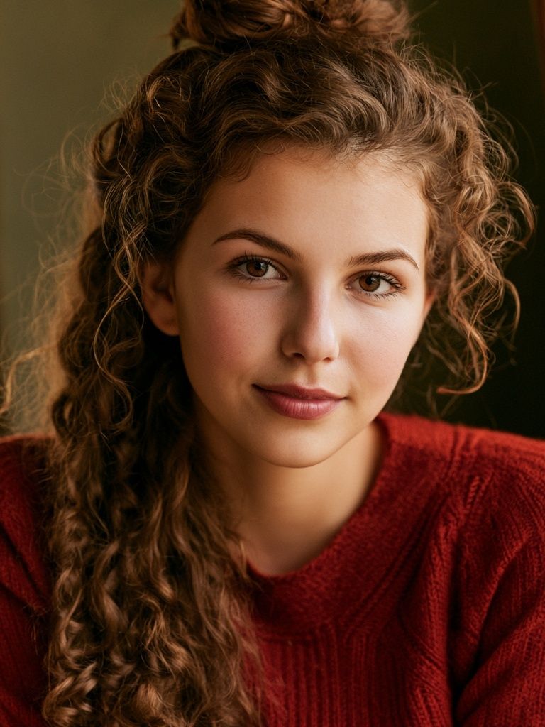 Curly-Haired Portrait Photography Poster. poster — photography art