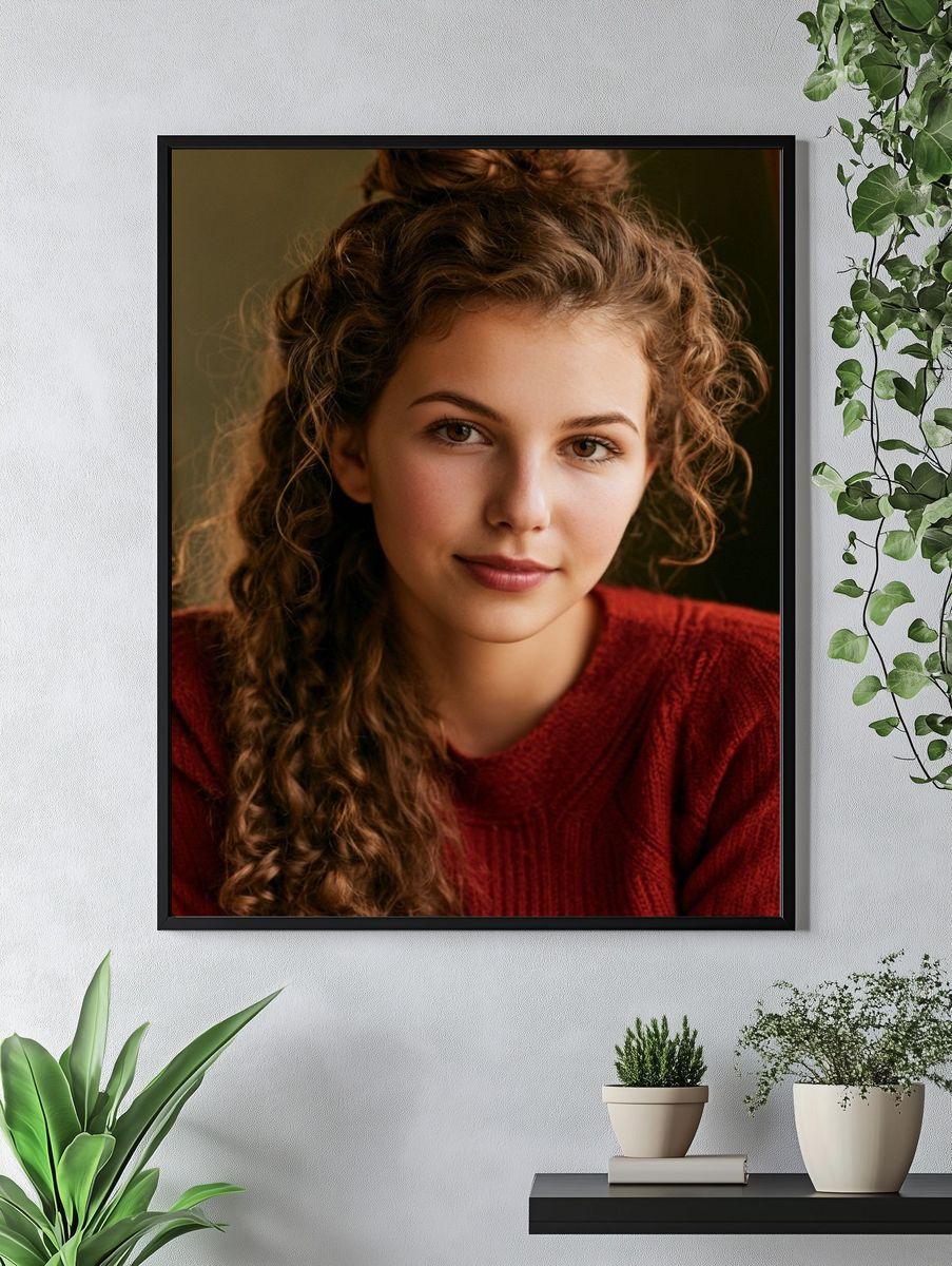 Curly-Haired Portrait Photography Poster. — room view 4