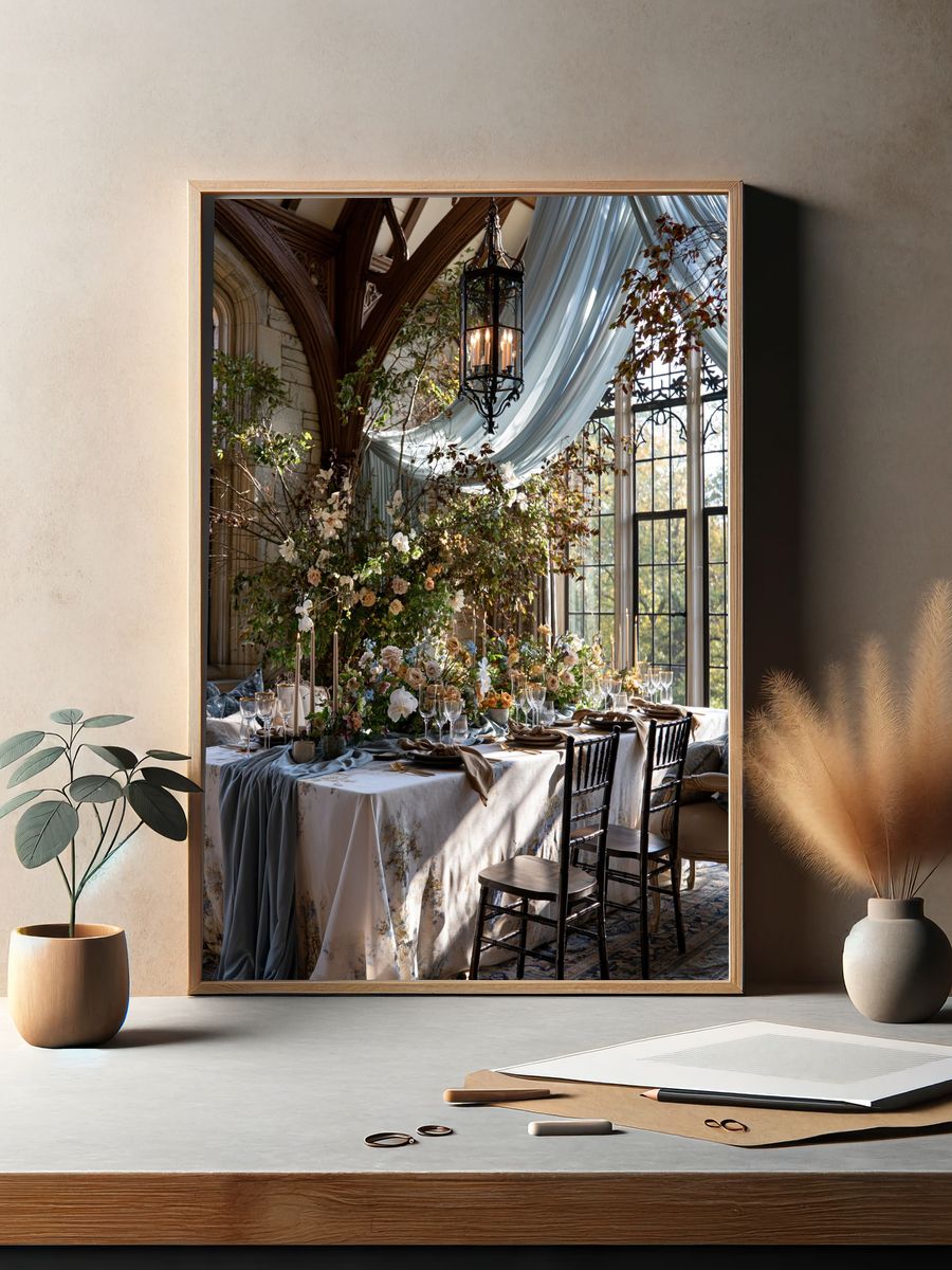 Elegant Garden Dining Room Photography Poster. — room view 2
