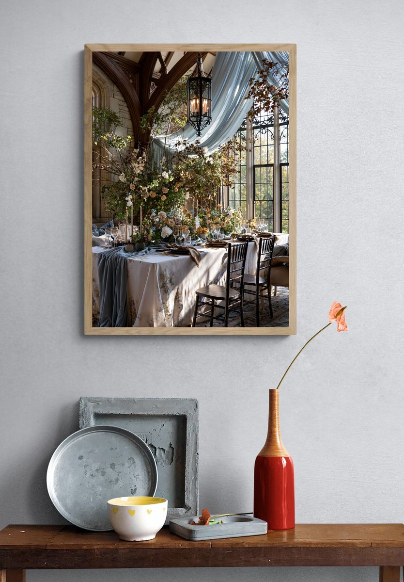 Elegant Garden Dining Room Photography Poster. — room view 3