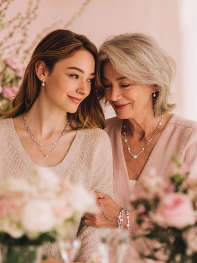 Tender Mother and Daughter Portrait Print. poster