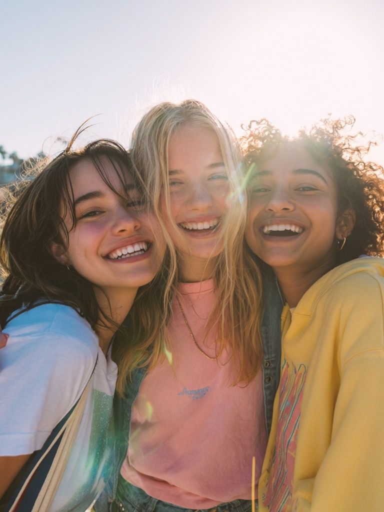 Sunlit Friends Portrait Poster. poster detail