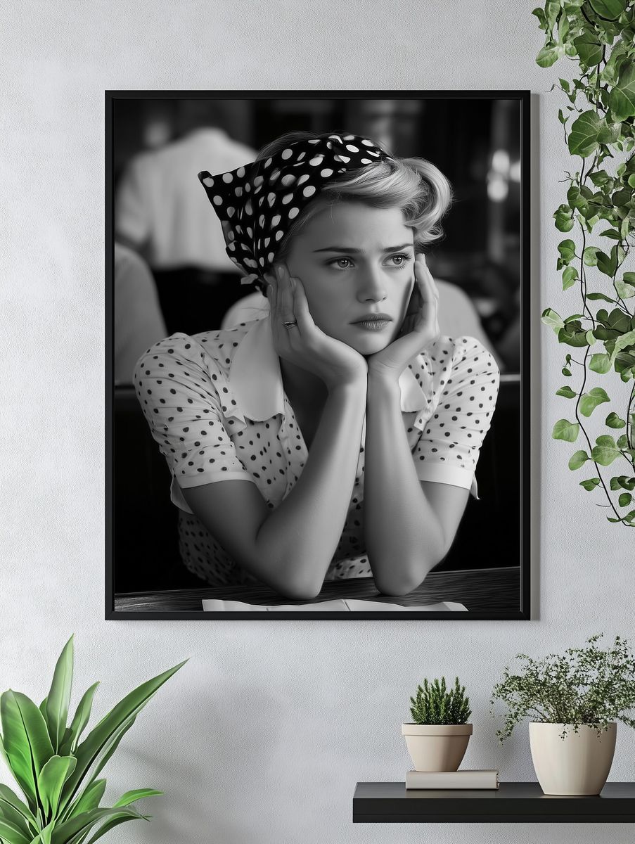 Vintage Portrait — Black-White Print. — room view 4