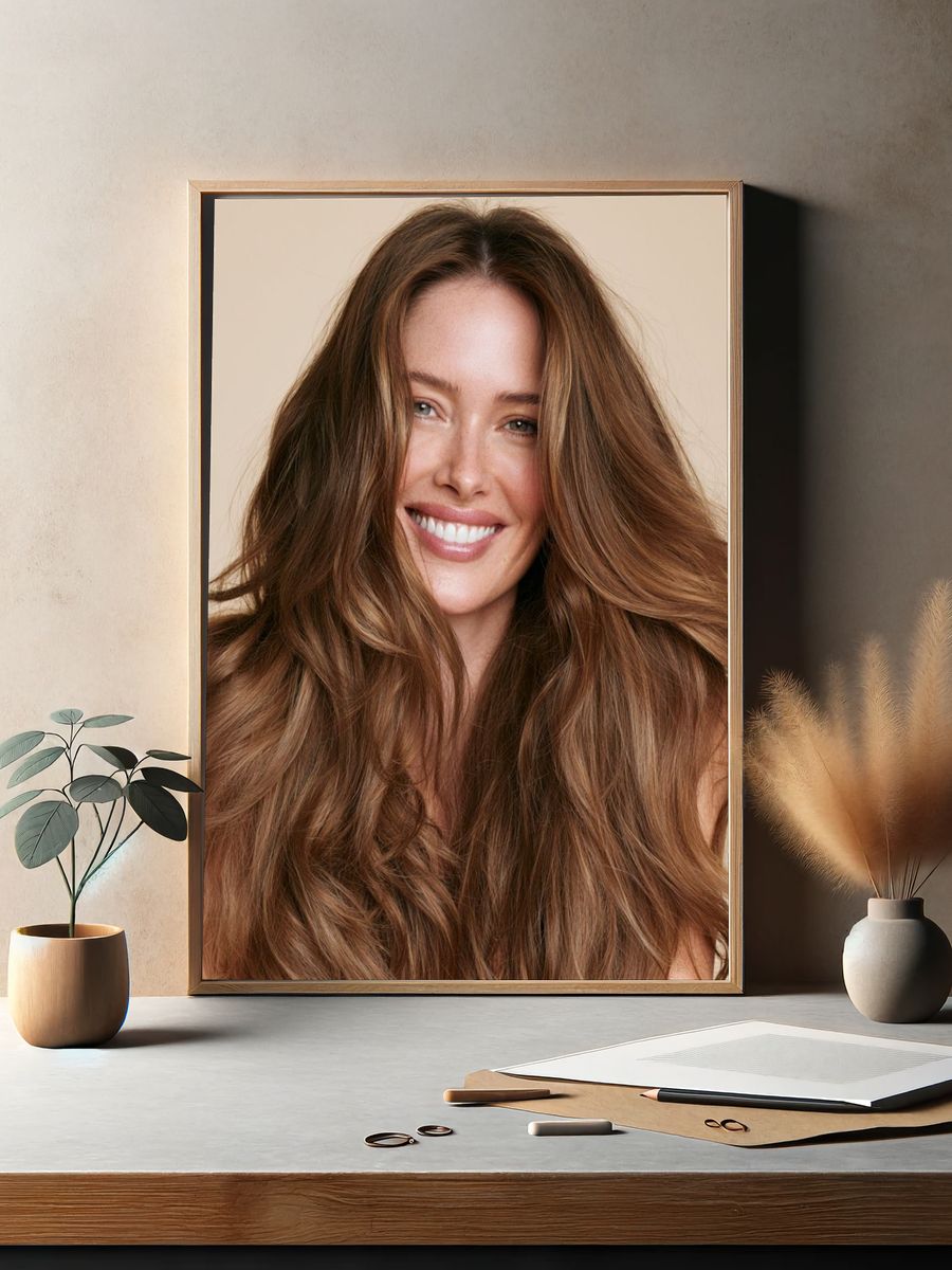 Smiling Woman Portrait Print. — room view 2