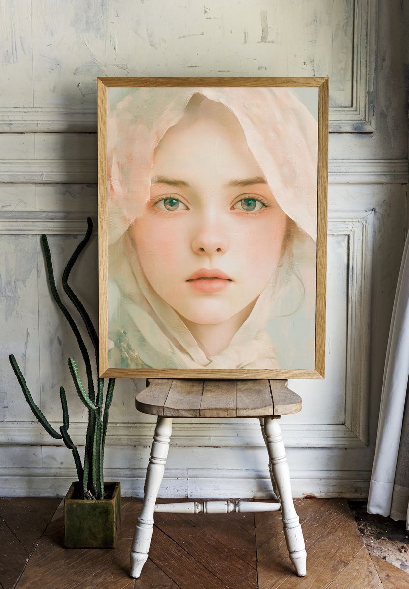 Soft Portrait of a Young Woman Print. room preview
